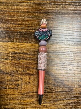 New Luxury Neon Moon Pink Beaded Glam Ballpoint Pen